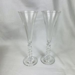 Cristal‎ D'Arques Millennium Champagne Glasses Year 2000 France Set of 2 In Box